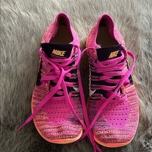 Nike Free RN Flyknit Vibrant Pink and Orange shoes